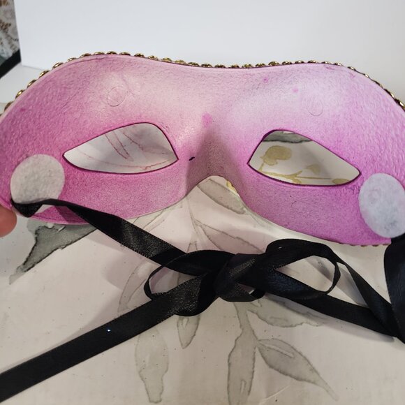 Adult Pretty Pink Glitter Venetian Masquerade Party Eye Mask womens - Picture 6 of 6